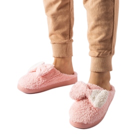 Pink warm slippers with a bow Pink warm slippers with a bow