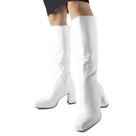 White boots with a square toe White boots with a square toe