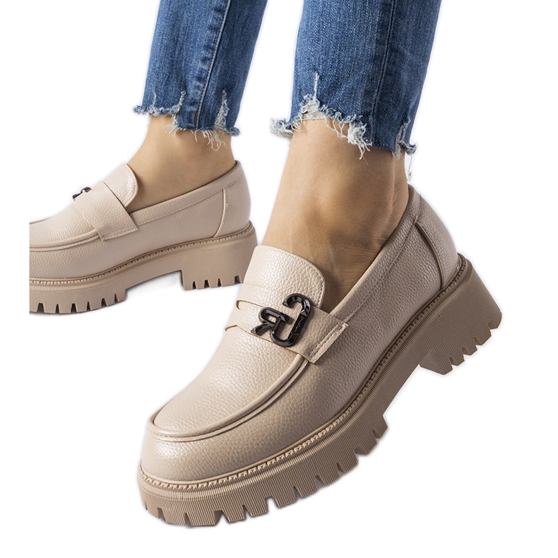 Beige classic moccasins with a buckle Beige classic moccasins with a buckle