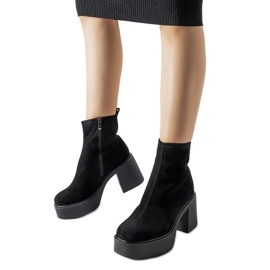 Black massive eco-suede ankle boots