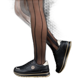 Black leather shoes with rhinestones Black leather shoes with rhinestones