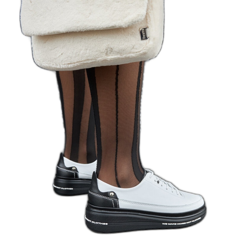 Black and white leather wedge sneakers Piano Black and white leather wedge sneakers Piano