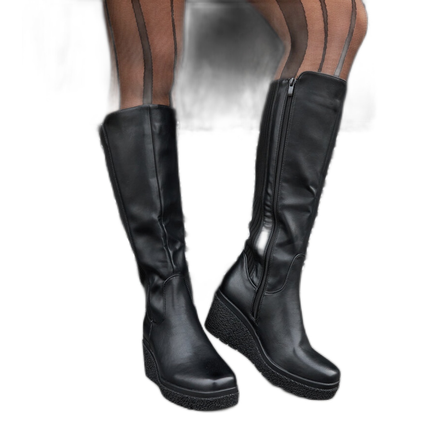 Black insulated wedge boots KeeShoes