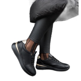 Black leather wedge sneakers by Federico