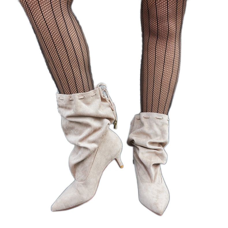 Beige suede eco-suede low slip-on boots Beige suede eco-suede low slip-on boots