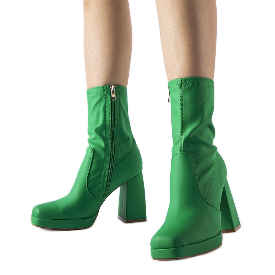 Amazon.com | Allegra K Women's Slouch Pointy Toe Sock Boots Stiletto Heels  Green Ankle Boots 6 M US | Ankle & Bootie