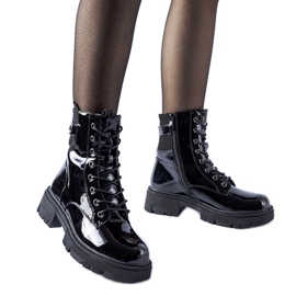 Black patent, slightly insulated Cunha ankle boots