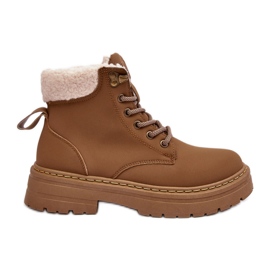 Women's Leather Boots With Sheepskin Brown Lynnvia
