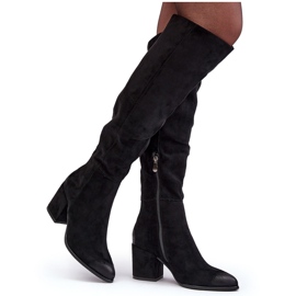 Vinceza Black Favana Women's Over-the-Knee Suede Boots