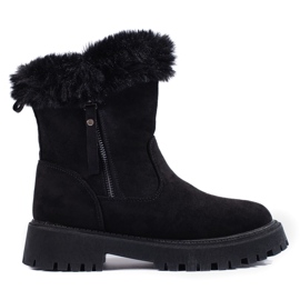 W. Potocki Potocki black suede snow boots with fur