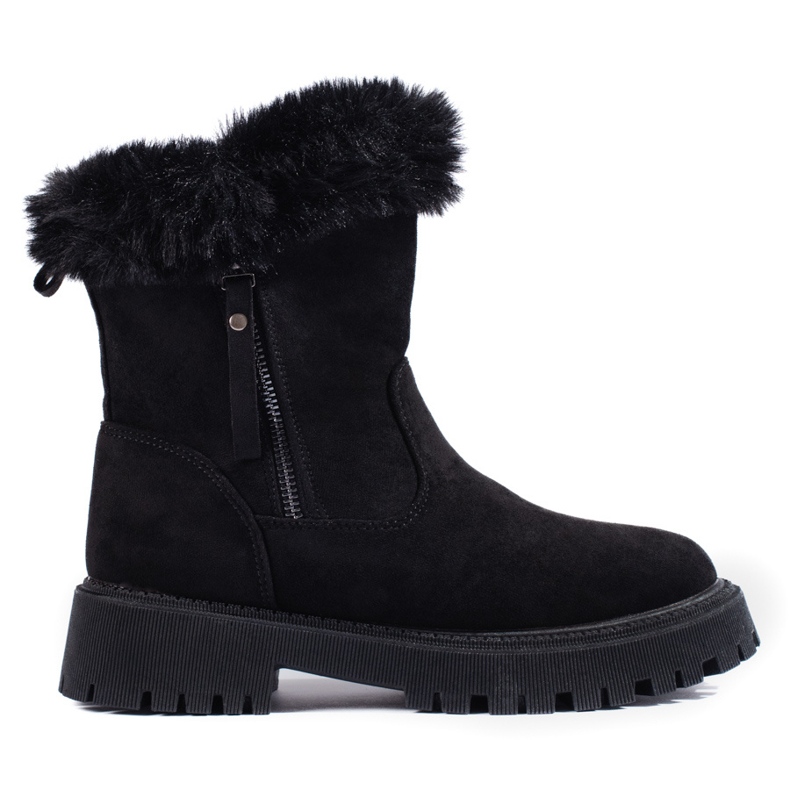 W. Potocki Potocki black suede snow boots with fur