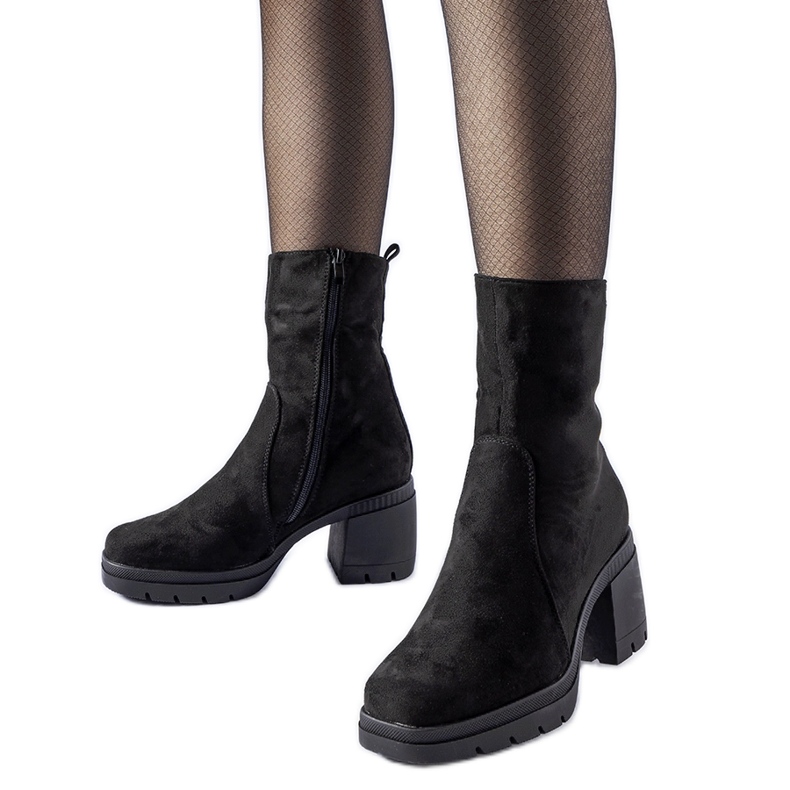Black ankle boots made of eco-suede Agordino