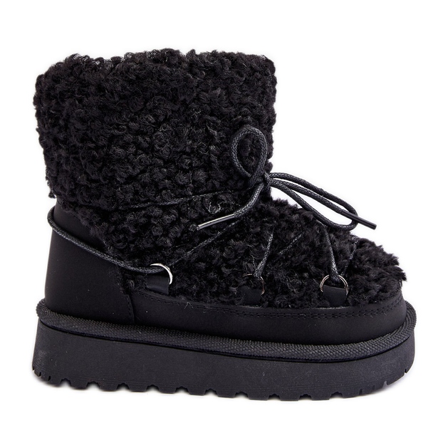 Warm Children's Snow Boots, Laced Black, Asija