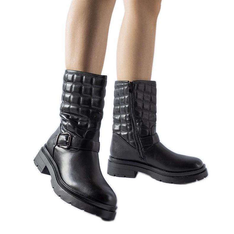 Bluffs black quilted ankle boots