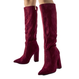 Burgundy high heel boots from Cinq-Mars red