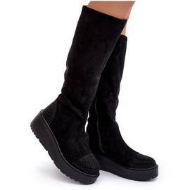 Women's Suede Boots on the S.Barski Platform, Black