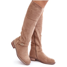 S.Barski Beige Insulated Suede Flat Boots S.Barski Beige Insulated Suede Flat Boots