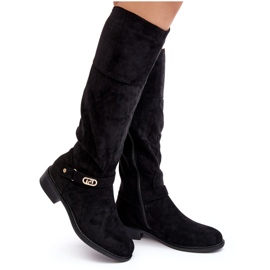 Insulated Suede Boots with Flat Heels S.Barski HY07-31 Black
