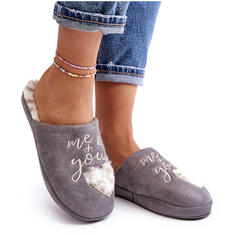 Shiny Gray Women's Slippers by Geraja grey