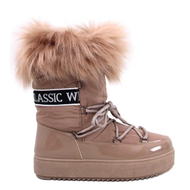 Kendals Khaki fur snow boots beige
