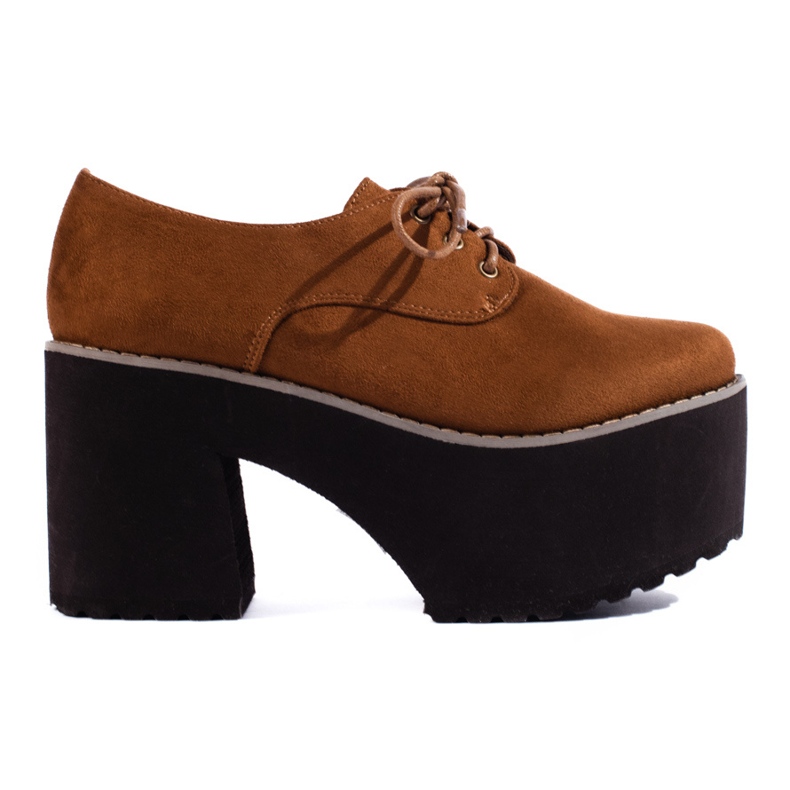 SHELOVET Brown women's lace-up shoes with a massive Sheovet sole