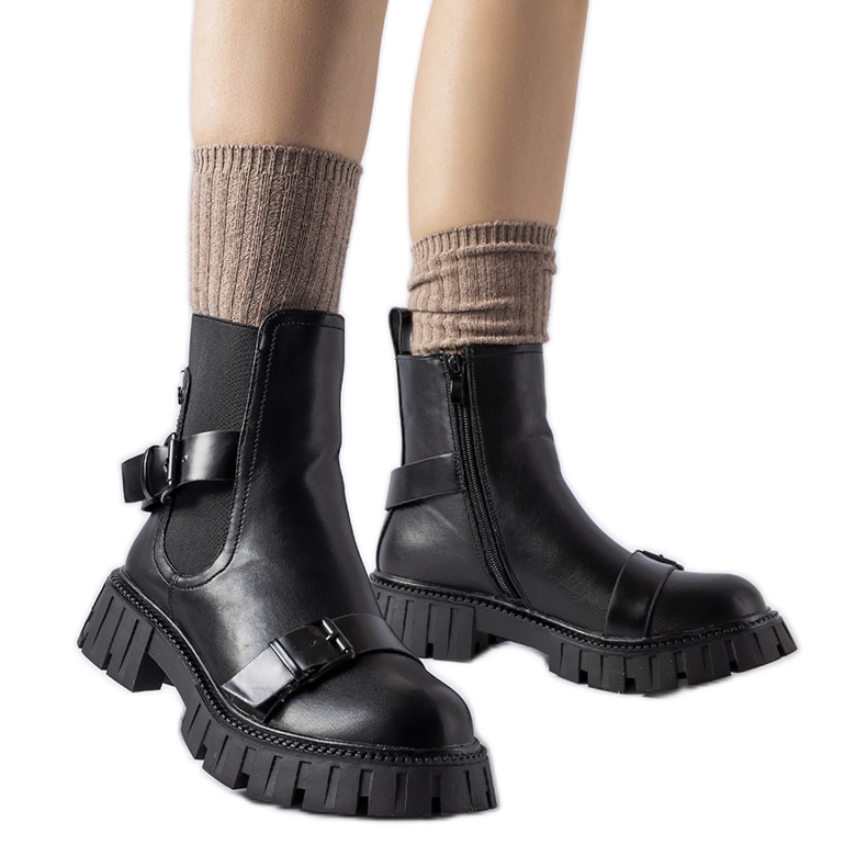 Black ankle boots with a massive Fontarine sole Black ankle boots with a massive Fontarine sole