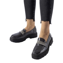 Dark gray patent loafers from Fecteau grey
