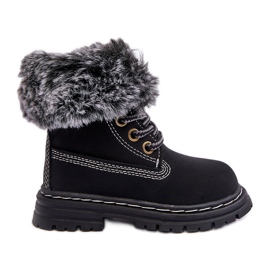 Children's Trapper Boots with Zipper and Fur, Black Gerande