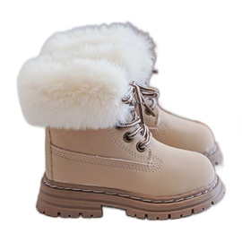 Children's Trapper Boots with Zipper and Fur, Beige Gerande