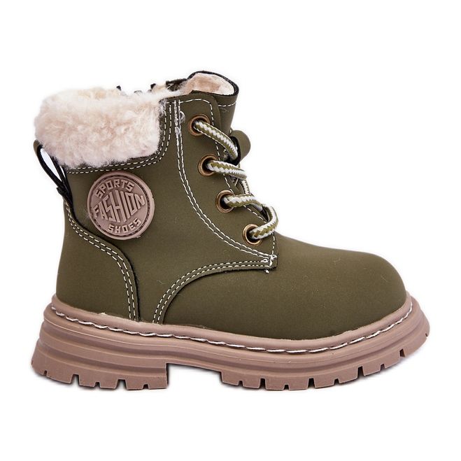 Zilelone Marialee Children's Trapper Zipper Boots with Sheepskin green