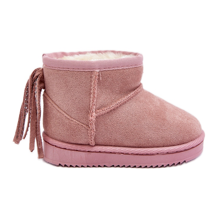 Children's Insulated Snow Boots With Fringes, Pink Mikyla