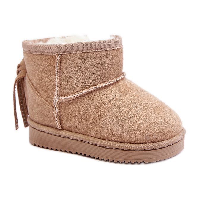 Children's Insulated Snow Boots With Fringes, Beige Mikyla