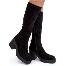 S.Barski Women's Over-The-Knee Boots On A Massive High Heel D&amp;A SN622-10A Black