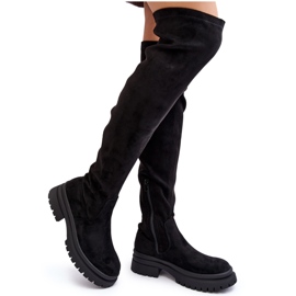 Women's Over-the-Knee Flat Boots Black Silune