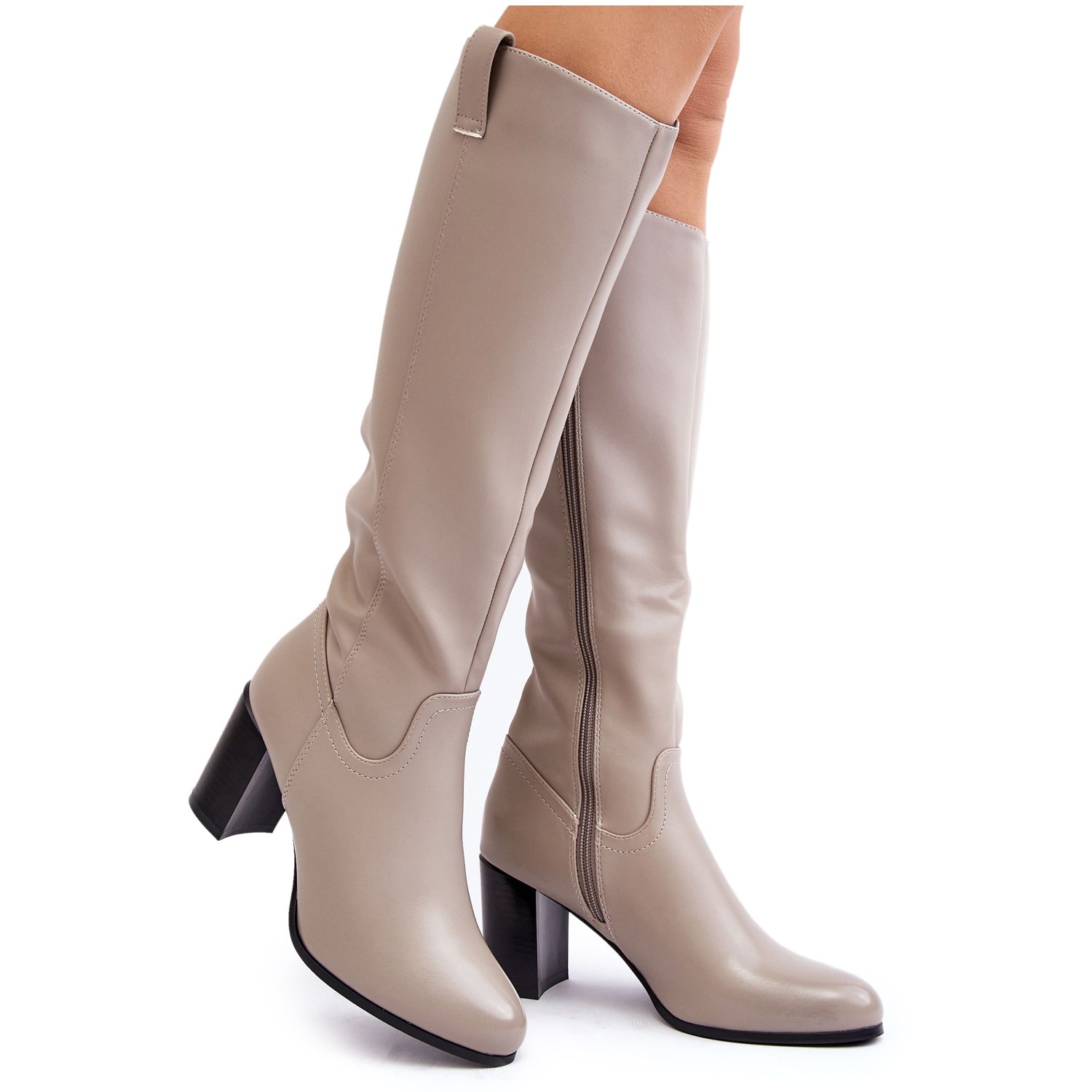 Grey knee high boots top uk