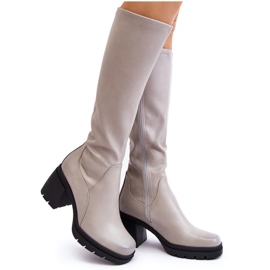 Sergio Leone Women's Over-the-Knee High Heel Boots, Warm Gray Sislene grey