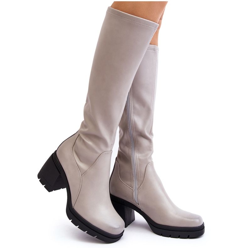 Sergio Leone Women's Over-the-Knee High Heel Boots, Warm Gray Sislene grey