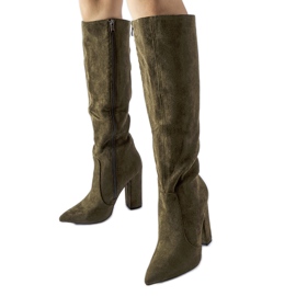 Green high heel boots from Cinq-Mars