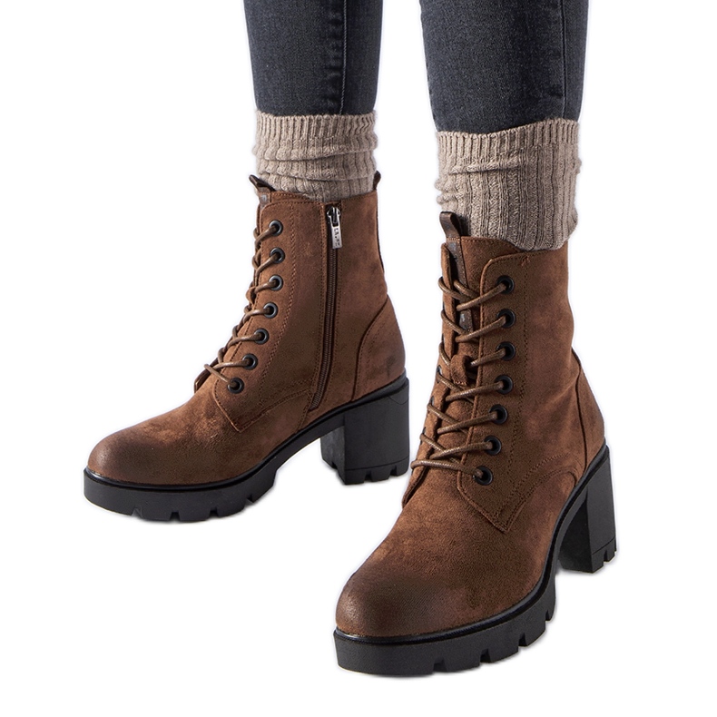 Romilda brown suede high-heeled ankle boots black Romilda brown suede high-heeled ankle boots black