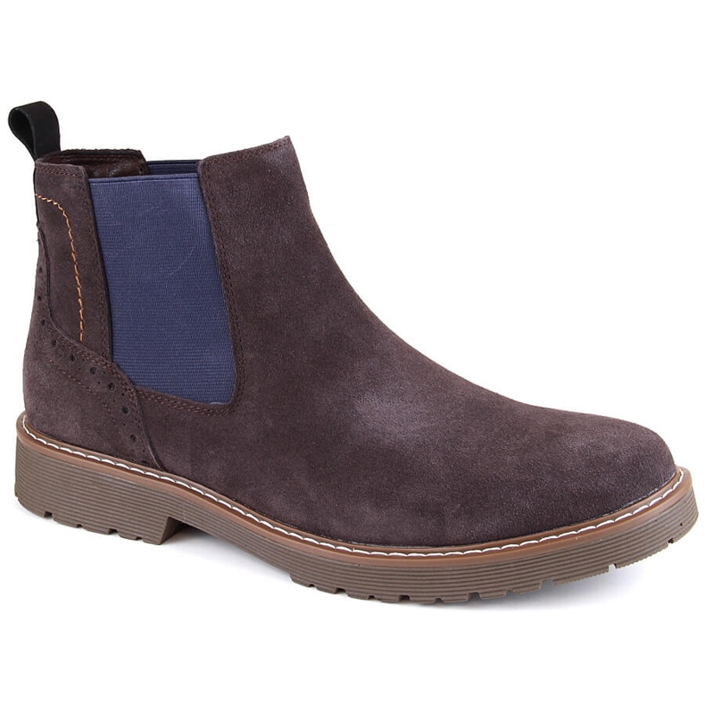 Leather suede Chelsea boots for men, brown slip-on Filippo MBT5003