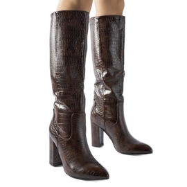 Brown boots with Facino embossing on the heel Brown boots with Facino embossing on the heel