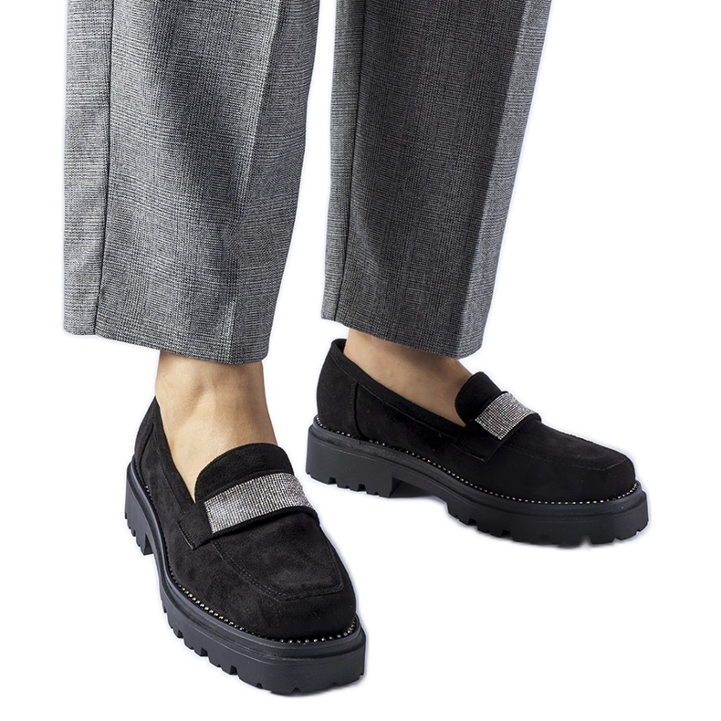 Black Nicholls eco-suede moccasins