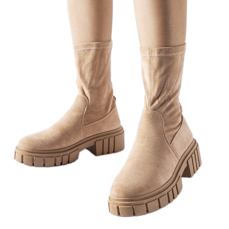 Beige Montefusco eco-suede slip-on ankle boots Beige Montefusco eco-suede slip-on ankle boots