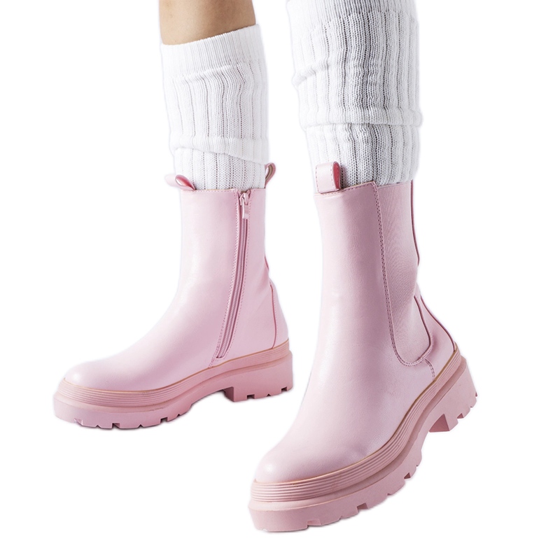 Pink slightly insulated Bethesda ankle boots