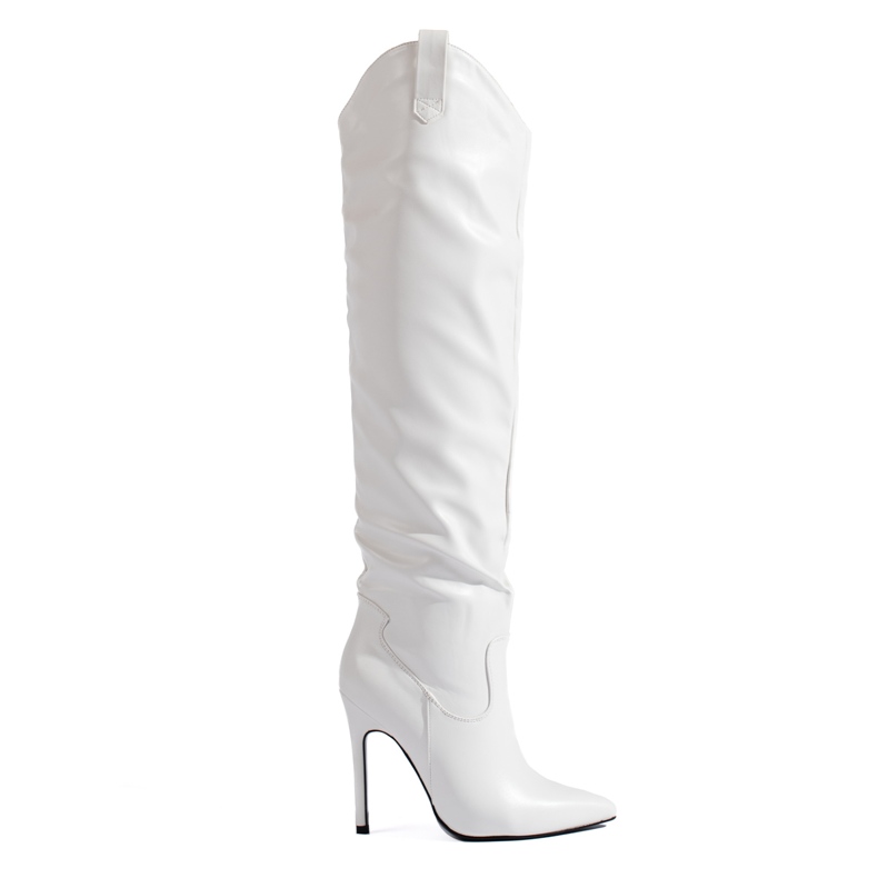 Shelovet women's white high-heeled boots