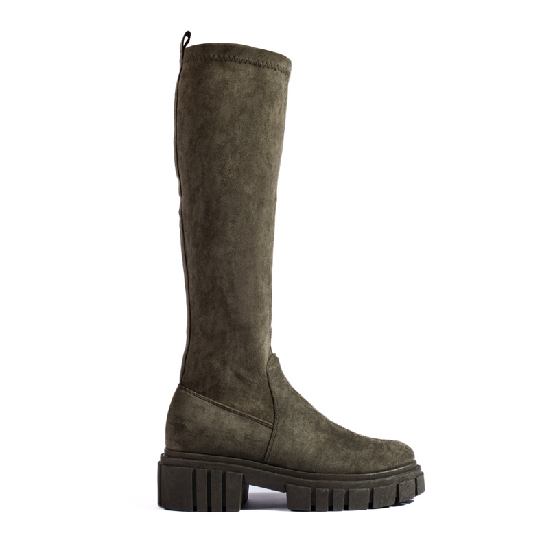 Shelovet dark green suede slip-on boots Shelovet dark green suede slip-on boots