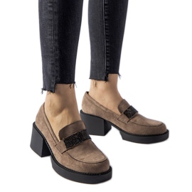Brown loafers with a massive block heel Harrisburg