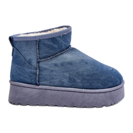 Blue Margella Women's Snow Boots With Glitter On Platform