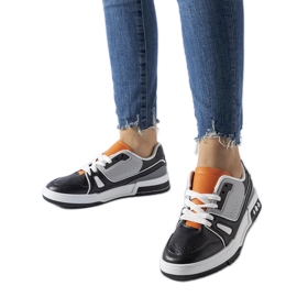 Archie black shoes with orange tongue Archie black shoes with orange tongue