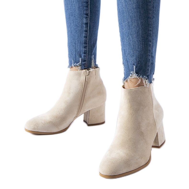 Beige low-heeled ankle boots from Mapleview
